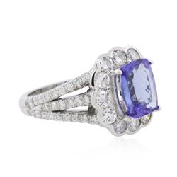 14KT White Gold 2.38 ctw Tanzanite and Diamond Ring