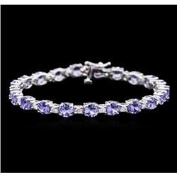 9.45 ctw Tanzanite and Diamond Bracelet - 14KT White Gold