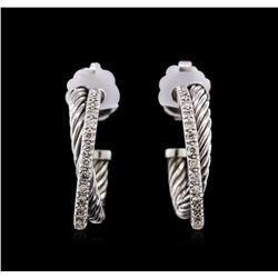 0.50 ctw Diamond Hoop Earrings - 14KT White Gold and Sterling Silver