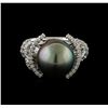 Image 2 : Pearl and Diamond Ring - 14KT White Gold