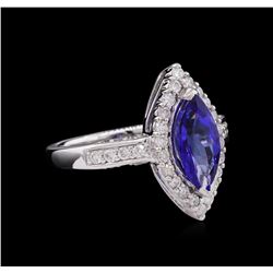 14KT White Gold 2.13 ctw Tanzanite and Diamond Ring