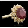 Image 1 : 14KT Yellow Gold 6.86 ctw Ruby and Diamond Ring