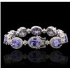 Image 2 : 14KT White Gold 21.00 ctw Tanzanite and Diamond Bracelet