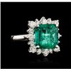 Image 1 : 14KT White Gold GIA Certified 6.41 ctw Emerald and Diamond Ring