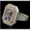 Image 1 : 14KT Rose and White Gold 3.10 ctw Tanzanite and Diamond Ring