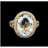 Image 2 : 6.31 ctw Aquamarine and Diamond Ring - 14KT Yellow Gold