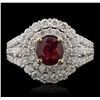 Image 2 : 18KT White Gold 1.43 ctw Ruby and Diamond Ring