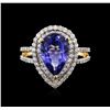 Image 2 : 14KT Yellow Gold 3.19 ctw Tanzanite and Diamond Ring