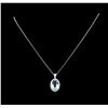 Image 2 : 7.21 ctw Aquamarine and Diamond Pendant With Chain - 14KT White Gold