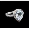 Image 1 : 4.13 ctw Aquamarine and Diamond Ring - 14KT White Gold