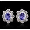 Image 2 : 14KT White Gold 2.52 ctw Tanzanite and Diamond Stud Earrings