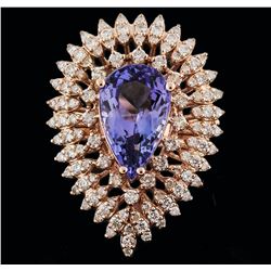 14KT Rose Gold 4.05 ctw Tanzanite and Diamond Ring