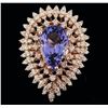 Image 1 : 14KT Rose Gold 4.05 ctw Tanzanite and Diamond Ring