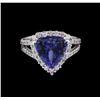 Image 2 : 14KT White Gold 4.74 ctw Tanzanite and Diamond Ring