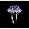 Image 4 : 7.40 ctw Tanzanite and Diamond Ring - 14KT White Gold