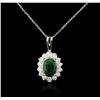 Image 1 : 14KT White Gold 1.77 ctw Emerald and Diamond Pendant With Chain