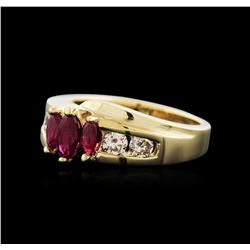 14KT Yellow Gold 0.37 ctw Ruby and Diamond Ring