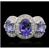 Image 2 : 14KT White Gold 2.75 ctw Tanzanite and Diamond Ring
