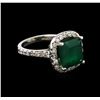 Image 1 : 4.20 ctw Emerald and Diamond Ring - 14KT White Gold