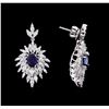 Image 2 : 14KT White Gold 1.86 ctw Sapphire and Diamond Earrings