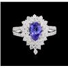 Image 2 : 1.35 ctw Tanzanite and Diamond Ring - 18KT White Gold