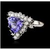 Image 1 : 14KT White Gold 3.67 ctw Tanzanite and Diamond Ring