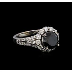 3.41 ctw Black Diamond Ring - 14KT White Gold