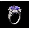 Image 4 : 6.82 ctw Tanzanite and Diamond Ring - 14KT White Gold