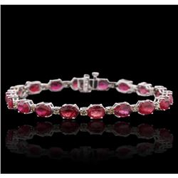 14KT White Gold 18.18 ctw Ruby and Diamond Bracelet