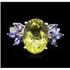 Image 2 : 10KT White Gold 6.00 ctw Lemon Quartz and Tanzanite Ring