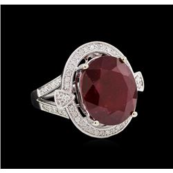 14KT White Gold 14.49 ctw Ruby and Diamond Ring