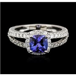 14KT White Gold 1.34 ctw Tanzanite and Diamond Ring