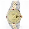 Image 1 : Rolex 14KT Two-Tone Diamond And Ruby DateJust Men's Watch