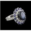 Image 1 : 14KT White Gold 9.12 ctw Blue Star Sapphire and Diamond Ring