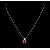 Image 2 : 14KT Yellow Gold 2.12 ctw Rubellite and Diamond Pendant With Chain