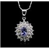 Image 1 : 14KT White Gold 0.77 ctw Tanzanite and Diamond Pendant With Chain
