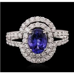 14KT White Gold 1.37 ctw Tanzanite and Diamond Ring
