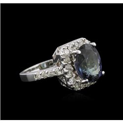 14KT White Gold 4.45 ctw Tanzanite and Diamond Ring