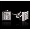 Image 2 : 14KT White Gold 0.73 ctw Princess Diamond Earrings