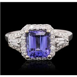14KT White Gold 2.29 ctw Tanzanite and Diamond Ring