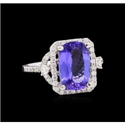 14KT White Gold 3.34 ctw Tanzanite and Diamond Ring