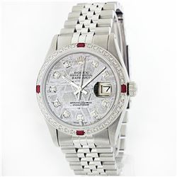 Rolex Stainless Steel 1.00 ctw Diamond and Ruby DateJust Men's Watch