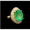 Image 1 : GIA Cert 11.91 ctw Emerald and Diamond Ring - 14KT Yellow Gold