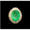 Image 2 : GIA Cert 11.91 ctw Emerald and Diamond Ring - 14KT Yellow Gold