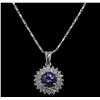 Image 1 : 14KT White Gold 1.22 ctw Tanzanite and Diamond Pendant With Chain