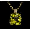 Image 2 : 50.20 ctw Lemon Citrine and Diamond Pendant With Chain - 14KT Yellow Gold