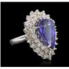 Image 1 : 14KT White Gold GIA Certified 9.22 ctw Tanzanite and Diamond Ring