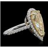 Image 2 : 5.68 ctw Fancy Light Yellow Diamond Ring - 18KT Two-Tone Gold