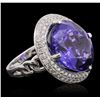 Image 1 : 18KT White Gold GIA Certified 30.19 ctw Tanzanite and Diamond Ring