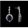 Image 2 : 14KT White Gold 15.46 ctw Sapphire and Diamond Earrings